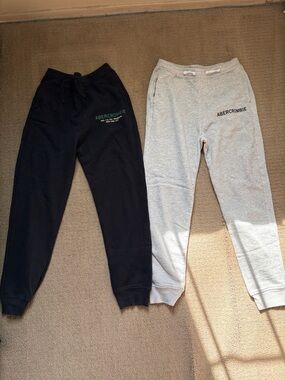 Abercrombie & Fitch Kids Black Light Gray Jogger Pants lot of 2 NYC sweatpants